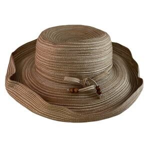 August brown and tan woven sun hat Preowned